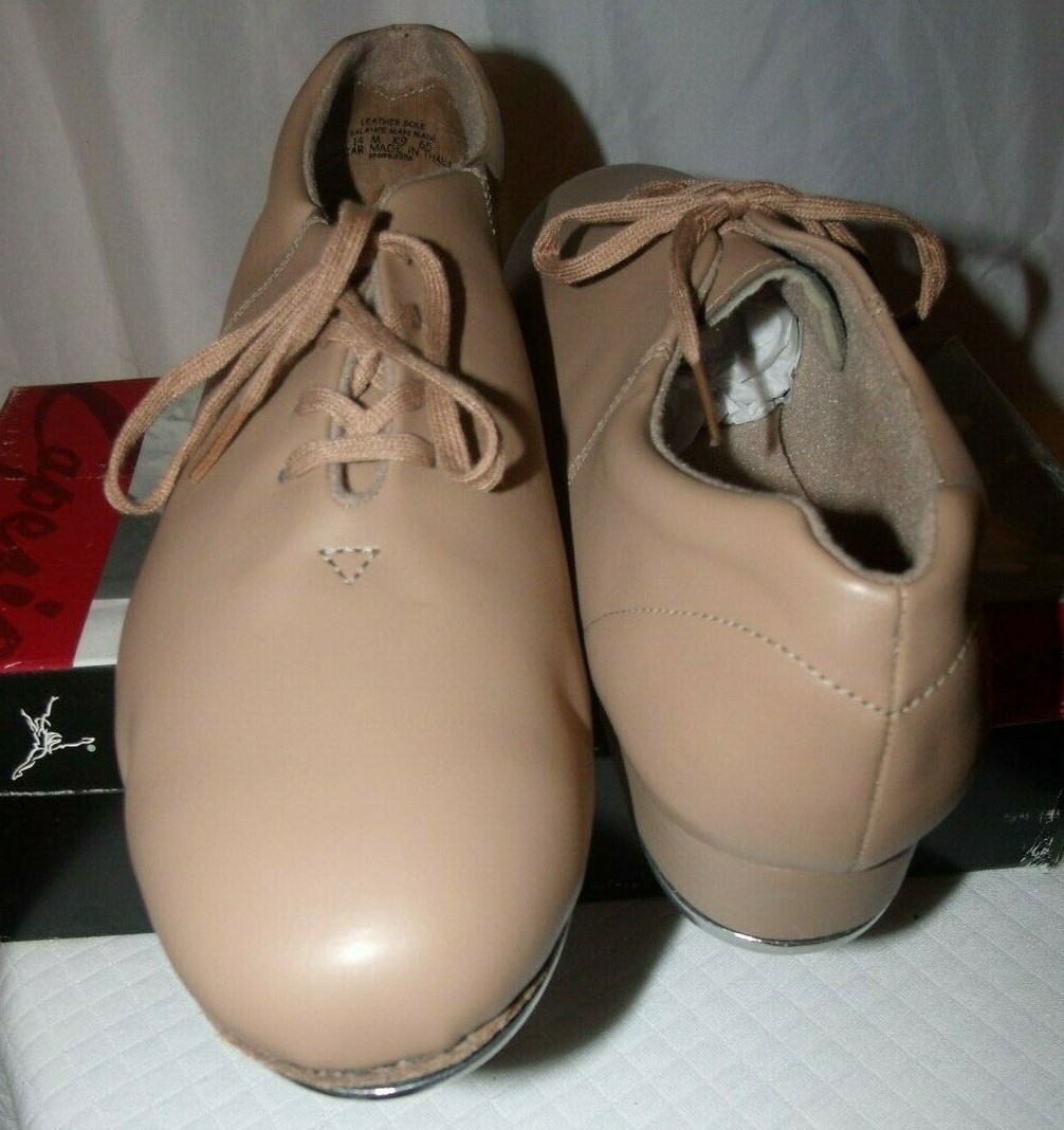 Nwb Size 14 Womens Capezio CG17 Beige Lace-up Tap Shoe