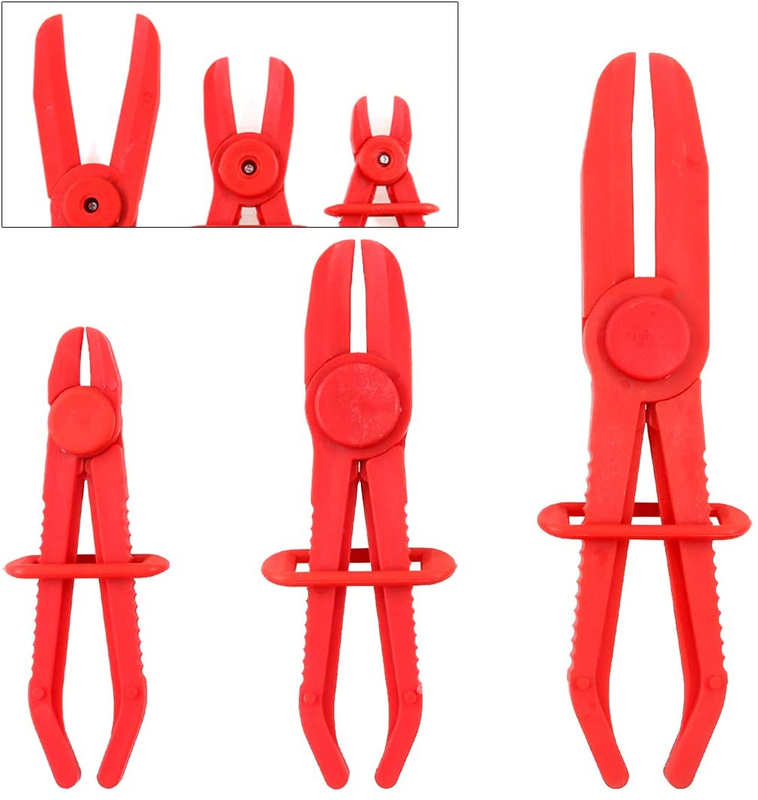 3Pcs Red Line Clamps Flexible Hose Clamps Pliers Kit, Hose Pinch off Pliers Set