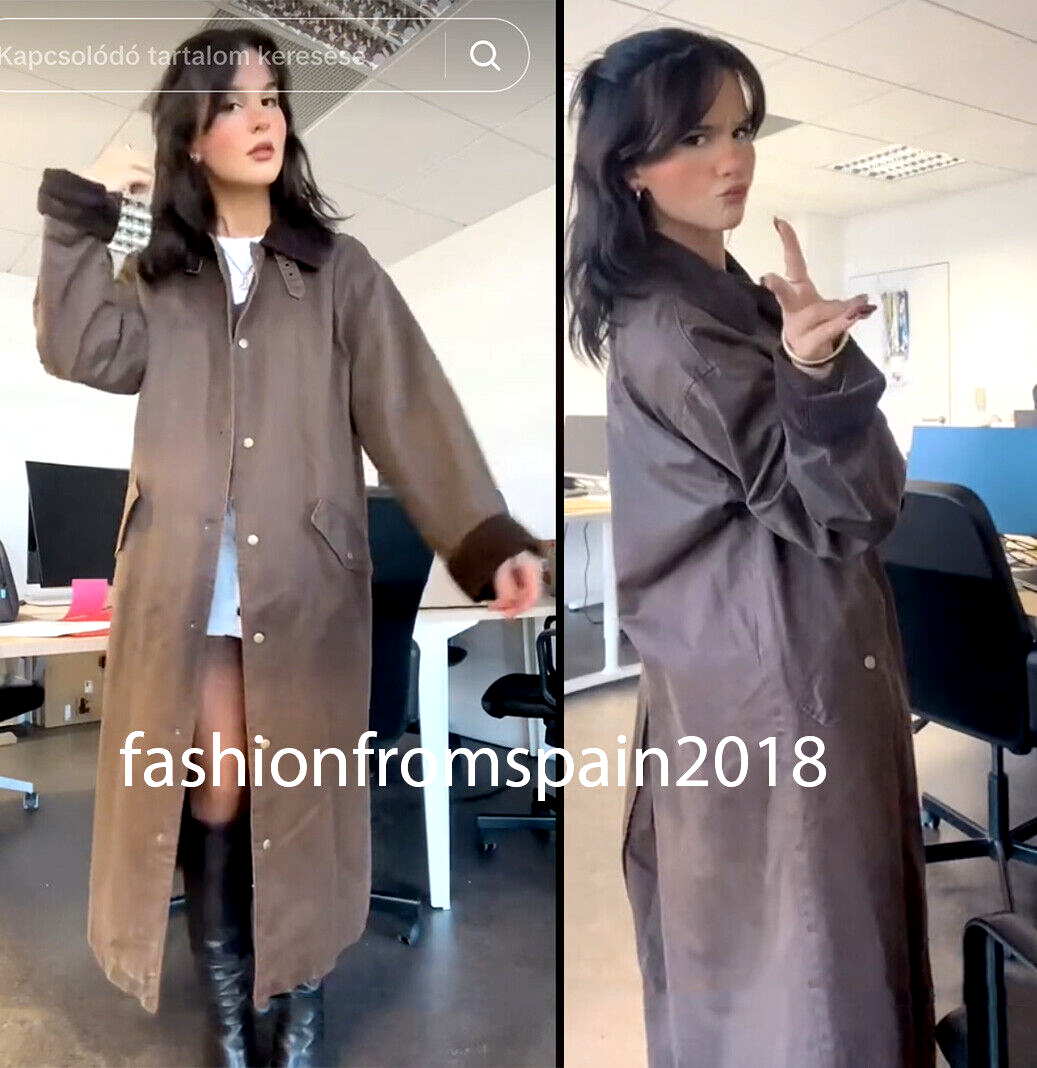 ZARA NEW WOMAN LONG WAXED-EFFECT TRENCH COAT BRANDY XS-S,M-L ZARA NEW WOMAN LONG WAXED-EFFECT TRENCH COAT BRANDY XS-S,M-L