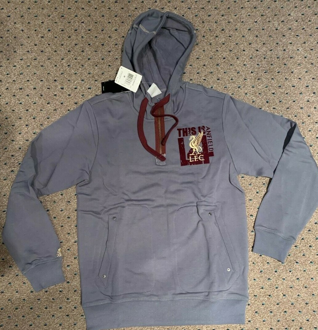 

Мужские худи adidas Liverpool Football Club LFC среднего размера серо-бордовые красные X13500, Серый