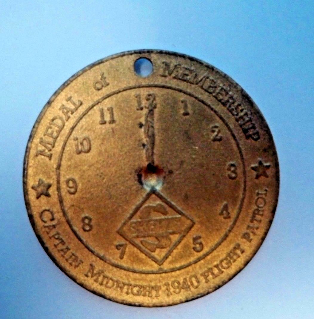 VTG 1940 CAPTAIN MIDNIGHT FLIGHT PATROL MEMBERSHIP MEDAL PREMIUM SKELLY COIN