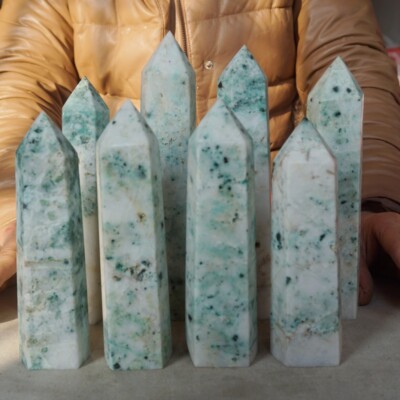 9.6LB 8Pcs Natural Phoenix Stone Chrysocolla Crystal Point Tower Healing Africa