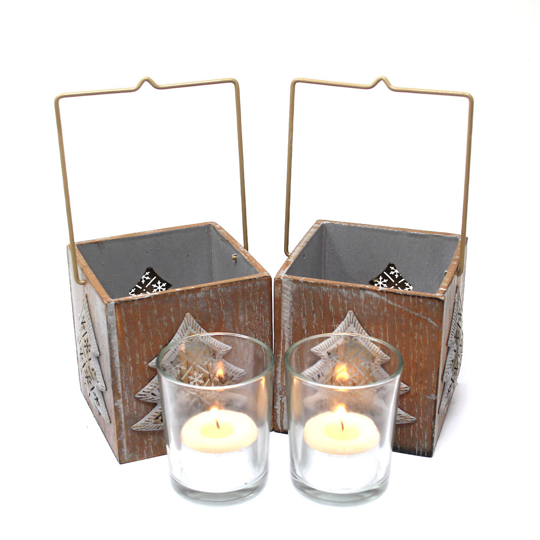 2 x Christmas Tea Light Holder lanternes