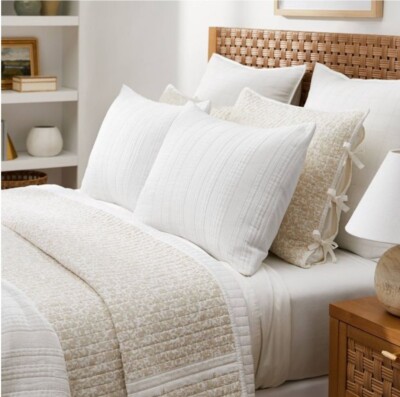 White Stripe Matelasse Coverlet Sham - Standard - Threshold Studio McGee New