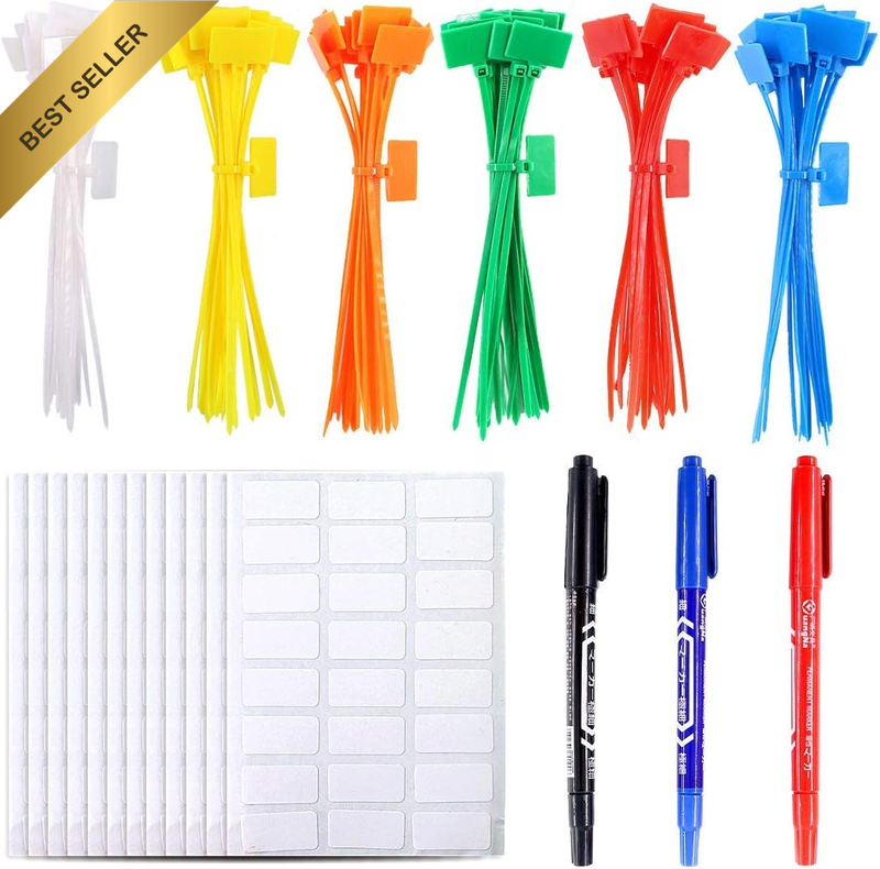 150-Pieces 6 Colors 6 Inch Nylon Cable Marker Ties Self-Locking Cord Tags Write