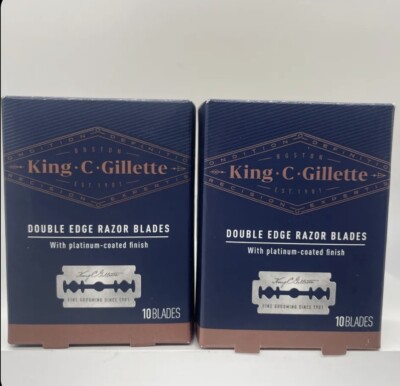 King C Gillette Double Edge Razor Blades 2 Boxes of 10 Blades (20 Blades Total)