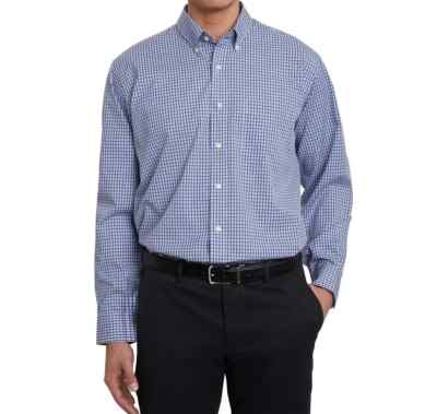 Kirkland Signature Men's Traditional Fit Dress Shirt, Plaid , Blue, 17.5 x 36/37