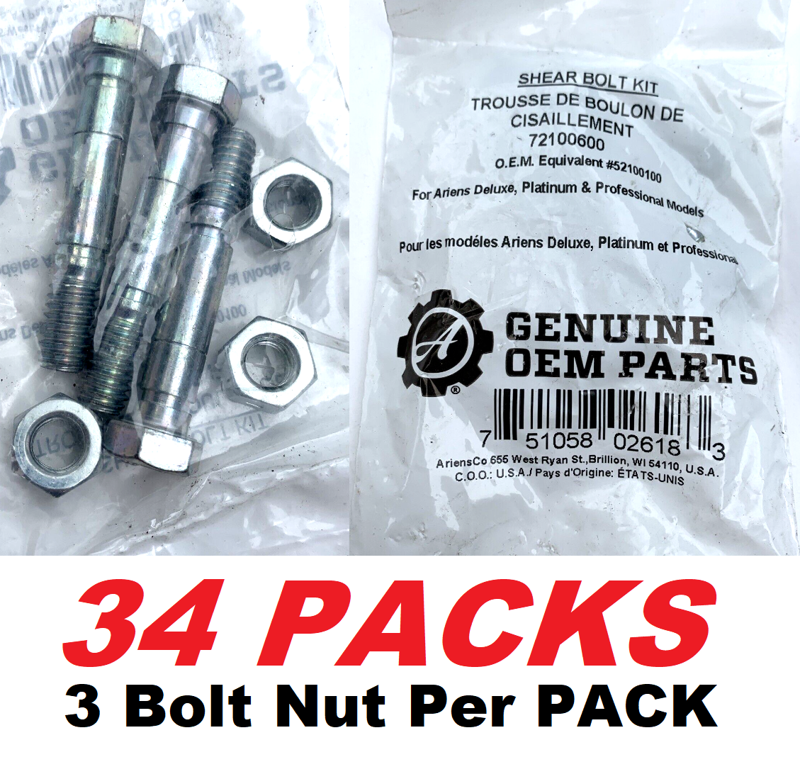 S Deluxe Ariens Oem 52100100 Shear 3 Bolt Nut Pin For Snow Blower