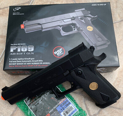 BEST QUALITY ORIGINAL FULL SIZE SPRING AIRSOFT GUN PISTOL WITH FREE 1000 BB'S 