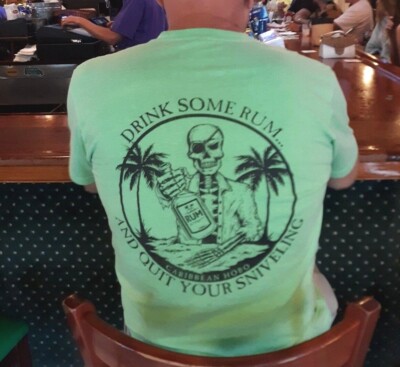 Caribbean Hobo Drink rum sniveling T-shirt key west island Florida pirate green