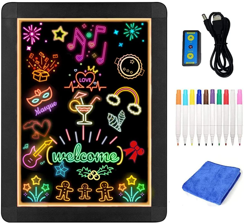 LED MESSAGE WRITING BOARD Light up Drawing Flashing Sign Marker 16″X12″