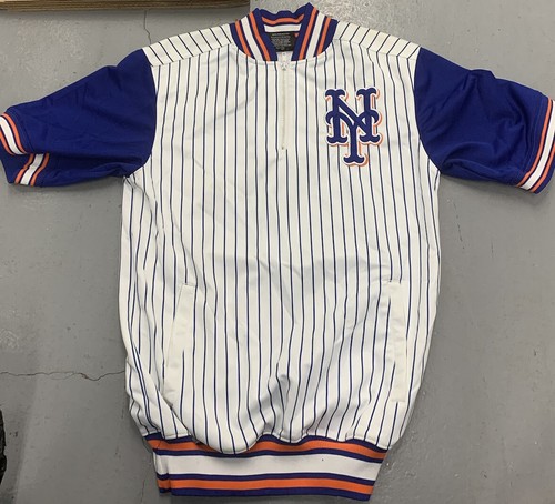 New York Mets Jacket Medium NY Stitches Pinstripe MLB White