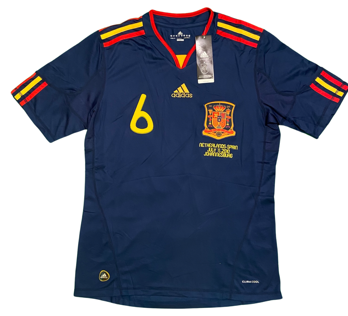 2010 Spain Away World Cup Final Soccer Jersey #6 A. Iniesta Size