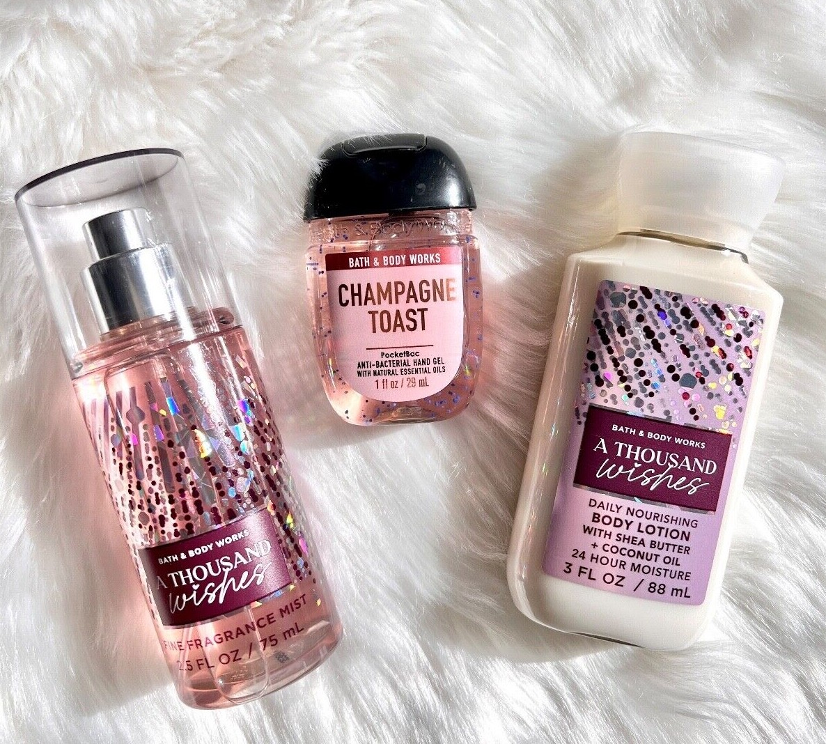 Bath & Body Works Gift Set Travel Size 3PC Lotion Mist Cream Gel Sanitizer