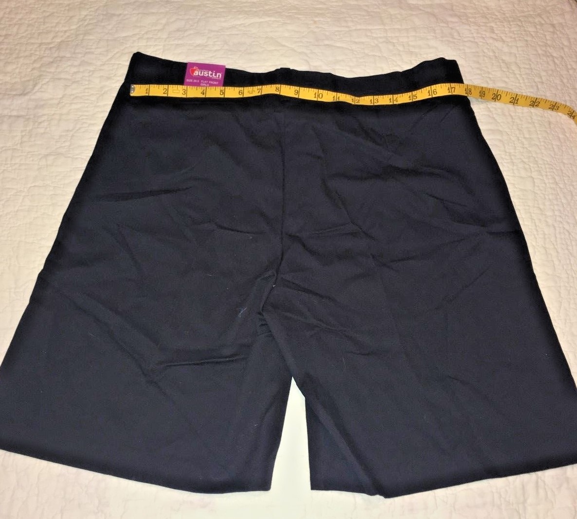 Austin Schl Uniform Navy Blue GIRLS Sz 20.5  FLAT Zipper FRONT SHORTS Adjustable