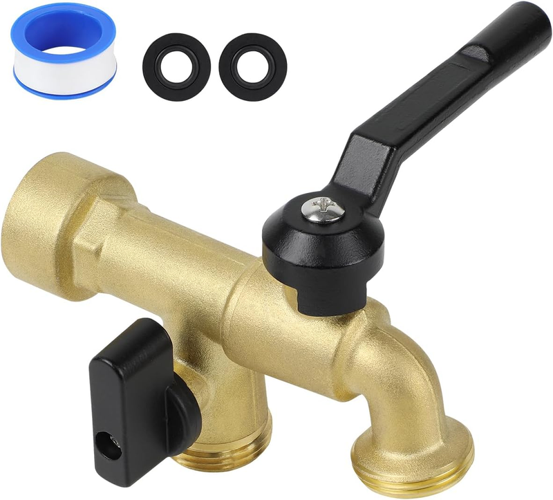 Double Outdoor Faucet, outside Tap Garden Water Faucet Wall Mounted 3/4 Inch NPT