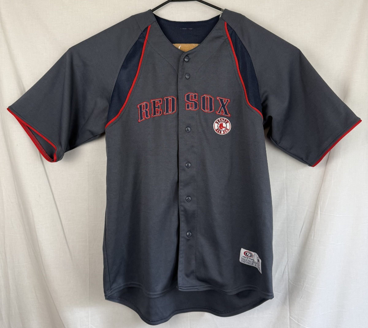 Boston Red Sox Jersey Mens Sz Large Gray MLB Baseball Shirt True Fan Series