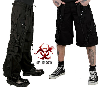 TRIPP BONDAGE RAVE SHORTS GOTHIC BIKER CYBER EMO SKATER GOTH