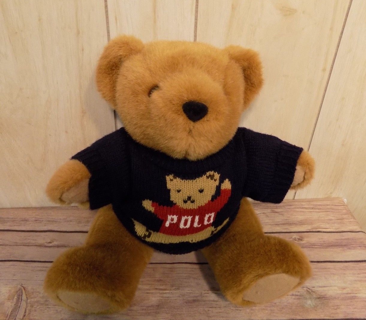 Vintage RALPH LAUREN POLO 1997 Jointed Teddy Bear Sweater Stuffed Animal Plush