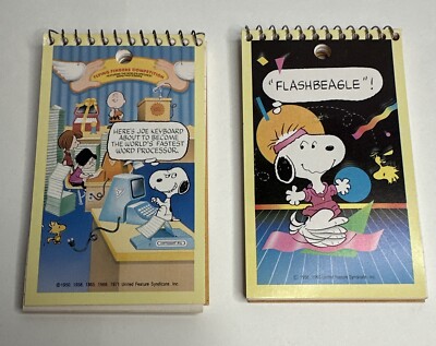 Vintage Plymouth Peanuts  FlashBeagle  & Word Processor Memo Pad Paper Notepad