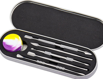Dabbing Set Tool Werkzeug Konzentrat BHO Öl Dab inkl. Metall Case & Silikon Dose