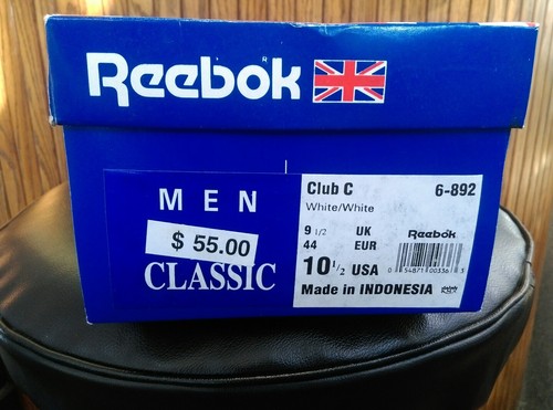 Vintage Empty Reebok Shoe Box Men's Club C 6-892 UK flag Logo 10 1/2