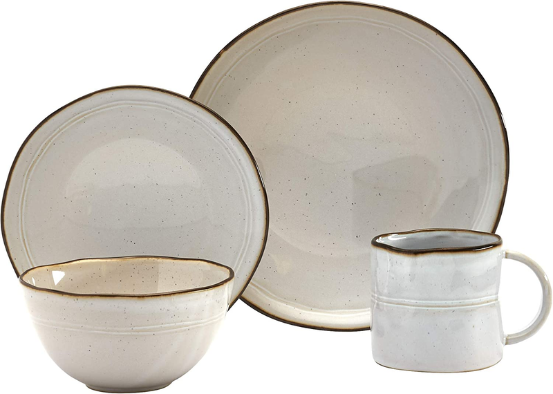 Tabletops Gallery Speckled Farmhouse Collection- Stoneware Dishes Service for 4