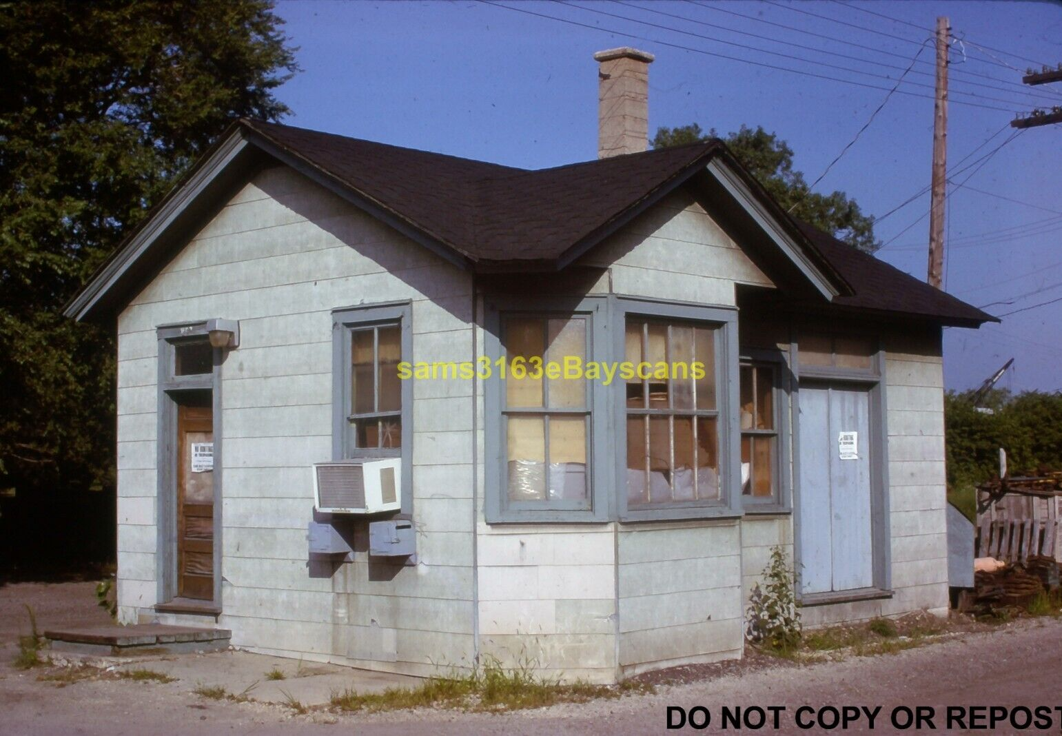 ORIGINAL SLIDE ELGIN JOLIET & EASTERN RR STATION WEST CHICAGO IL 1983 RAZED