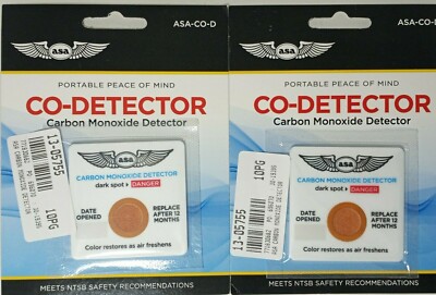 ASA-CO-D Carbon Monoxide CO Detectors (12 Months) 2 Pack - Aircraft & Vehicle 