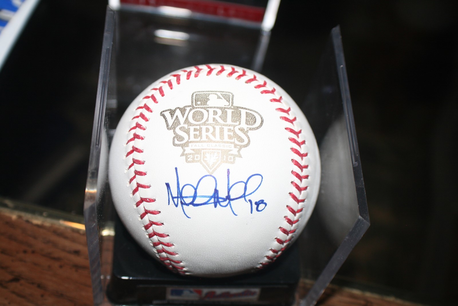Mitch Moreland Autographed 2010 World Series Ball  w/qube