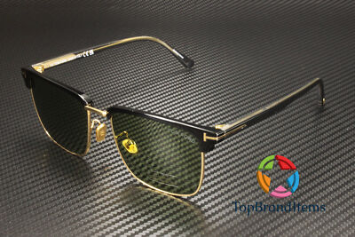 Pre-owned Tom Ford Ft0997 H 01n Injected Shiny Black Green 55 Mm Men's Sunglasses