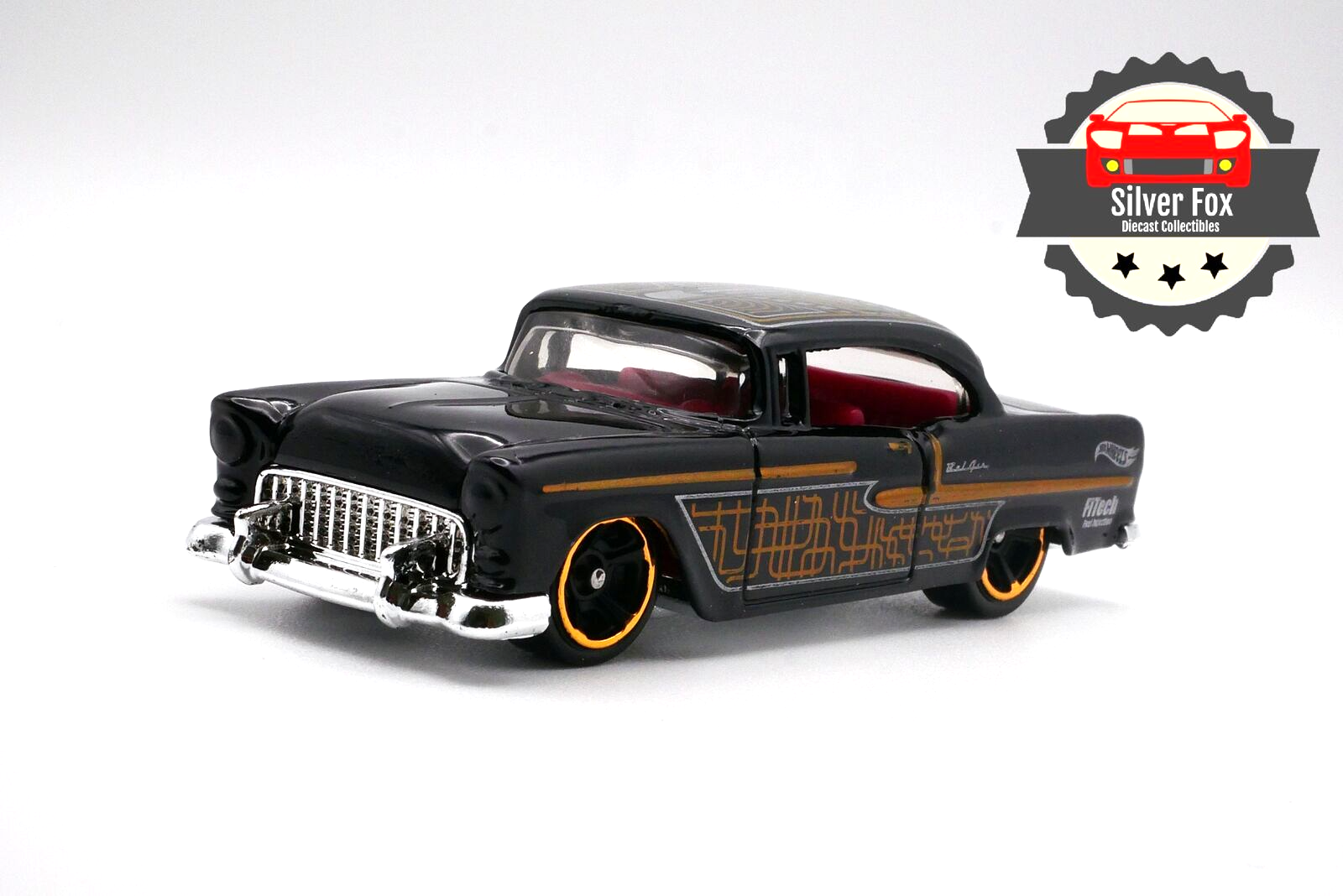 1955 CHEVY BEL AIR BLACK FTECH 1:64 SCALE DIECAST DIORAMA COLLECTOR MODEL CAR