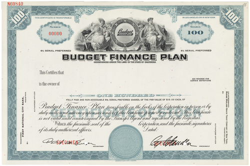 Budget Finance Plan. Stock Certificate.
