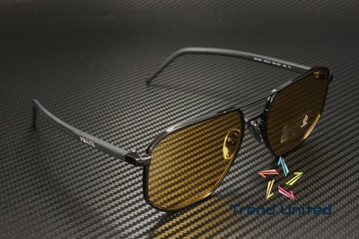 Pre-owned Prada Pr 59ys 1bo0b7 Square Matte Black Yellow 57 Mm Men's Sunglasses