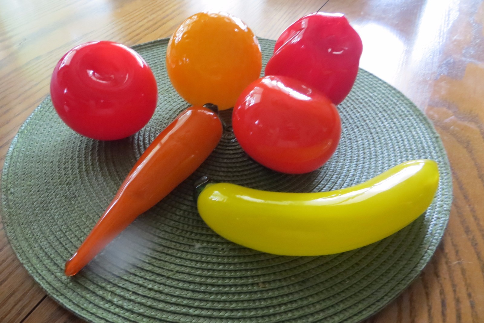 glass banana tomato pepper carrot decorative centerpiece fruit & vegetables