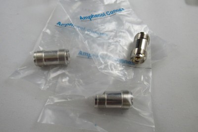 3 Amphenol PL-258 Type UHF Gold, Teflon, Nickel Female-Female Adapters 3 for $11