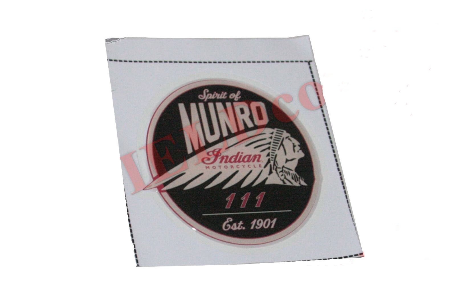 Pair Spirit of Munro Indian Motorcycle 111 Est 1901 Round Sticker Decal Set 