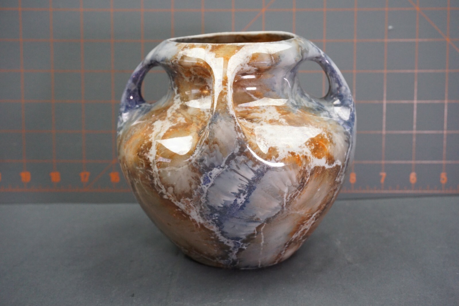Vintage Arabia Finland Art Deco Four Handled Luster Glazed Vintage Arabia Finland Art Deco Four Handled Luster Glazed