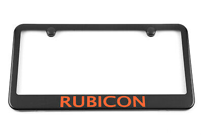 Jeep Wrangler Rubicon Satin Black License Plate Frame - Orange Rubicon - USA