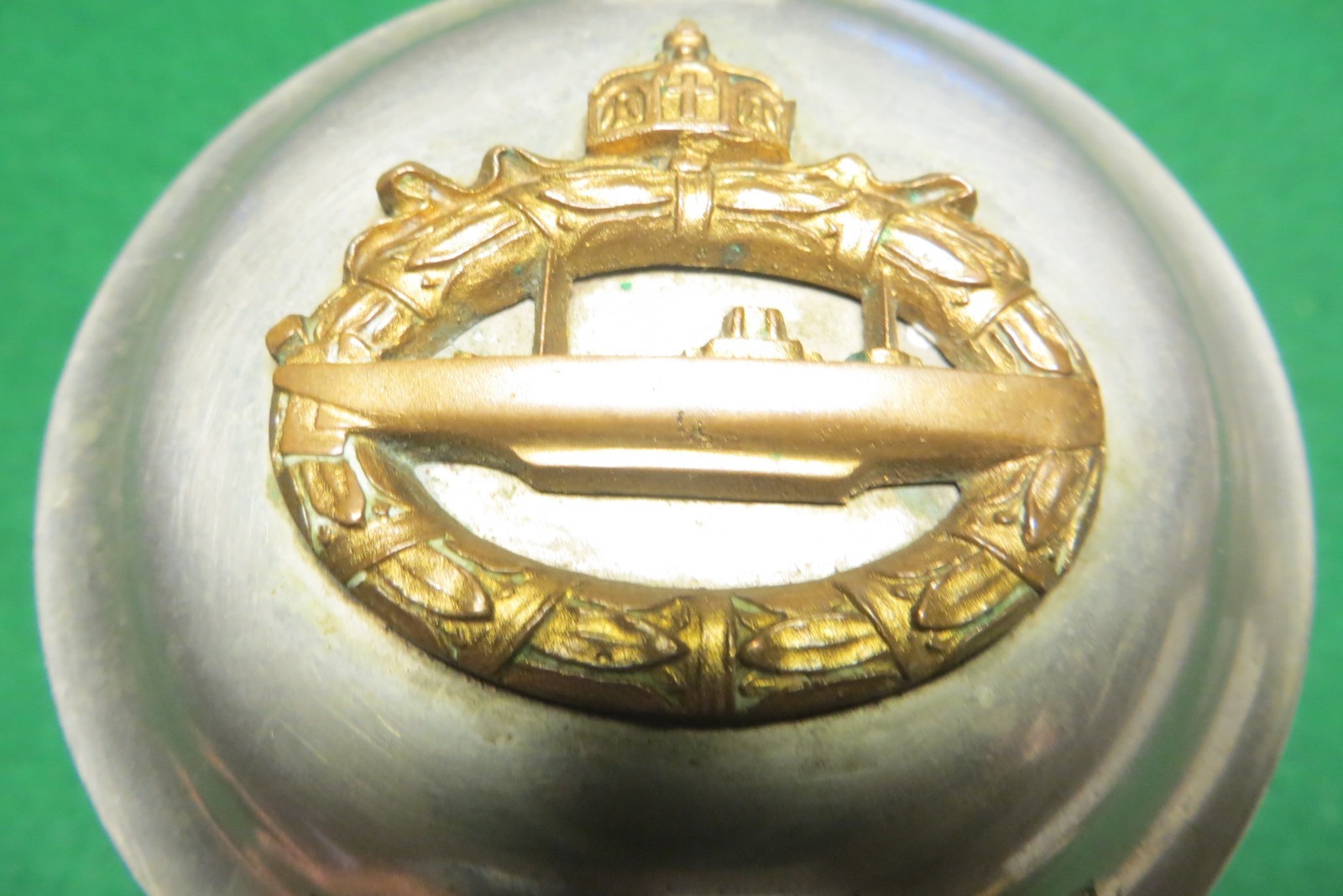 DIMPLED GLASS 7/20L STEIN BRASS SUBMARINE JOSEF WALAGO,KINGS CROWN MAKERS MARK