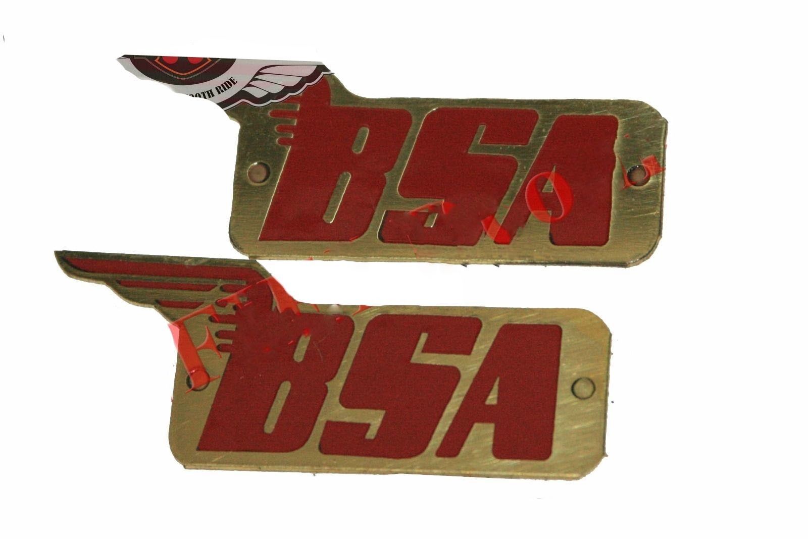 Pair Brass Made Red Petrol Fuel Tank Logo Badge Set For BSA M20 Motorcycle 
