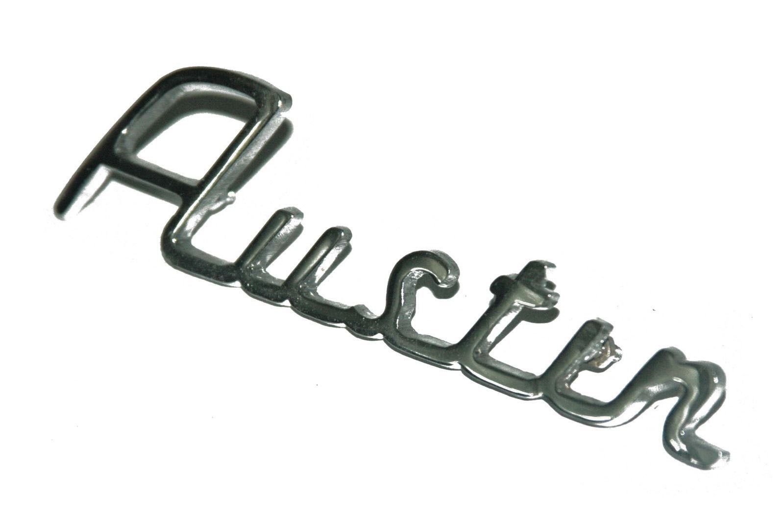 Brass Made Chrome Coated Radiator Austin Script Badge Monogram Motif  5''  