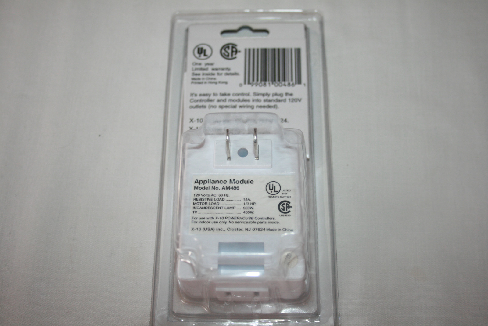 X-10 Powerhouse Appliance Module MODEL AM486 White Color New Old Stock Sealed