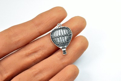 Hot Air Balloon Flight Charm Size 24x16mm Silver Color Balloon Ride Charm P