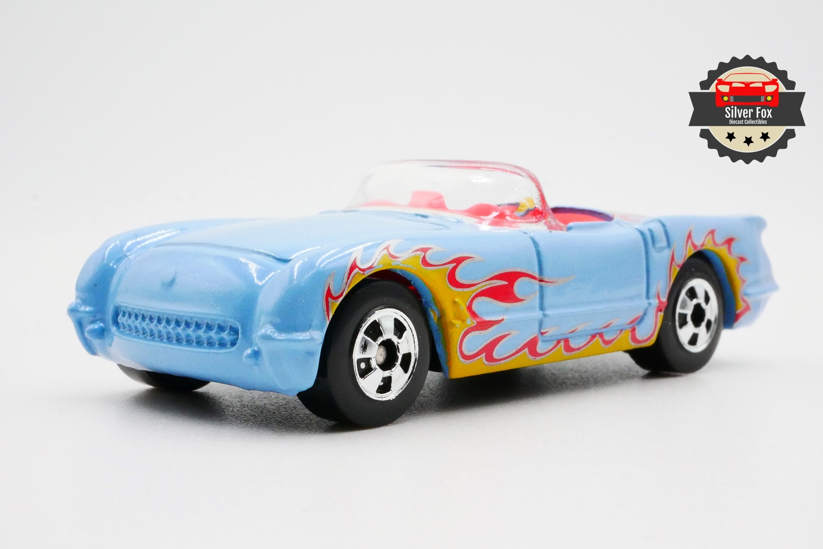 1955 CHEVY CORVETTE CONVERT BLUE FLAMES 1:64 SCALE DIECAST COLLECTOR MODEL CAR