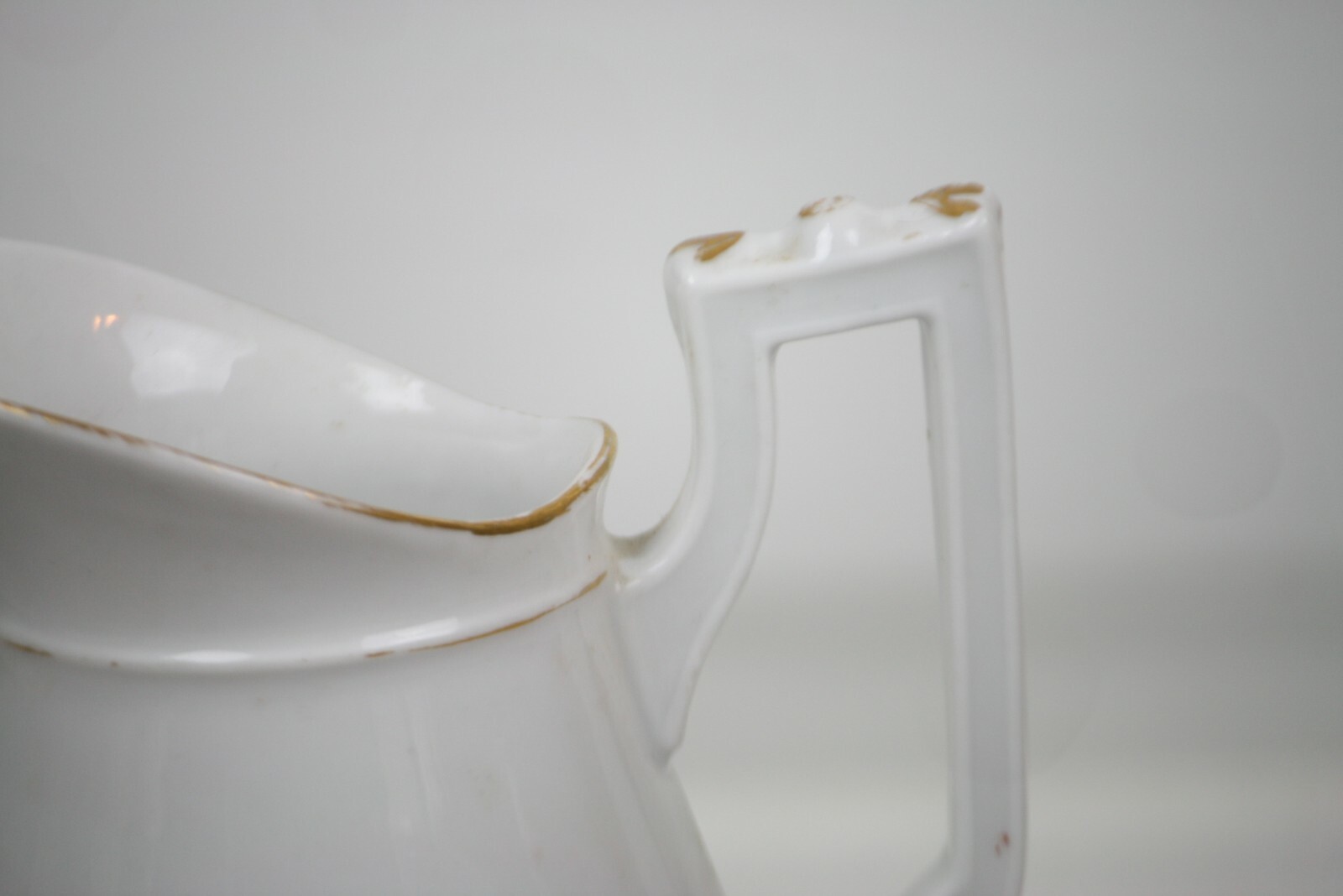 Antique Moss Rose Pitcher Jug Old Paris White Ironstone Pink Green Florals 6