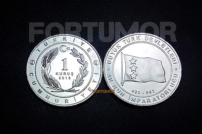 turkey 1 kurus 2015 2016 white hunnic empire (420-562) unc