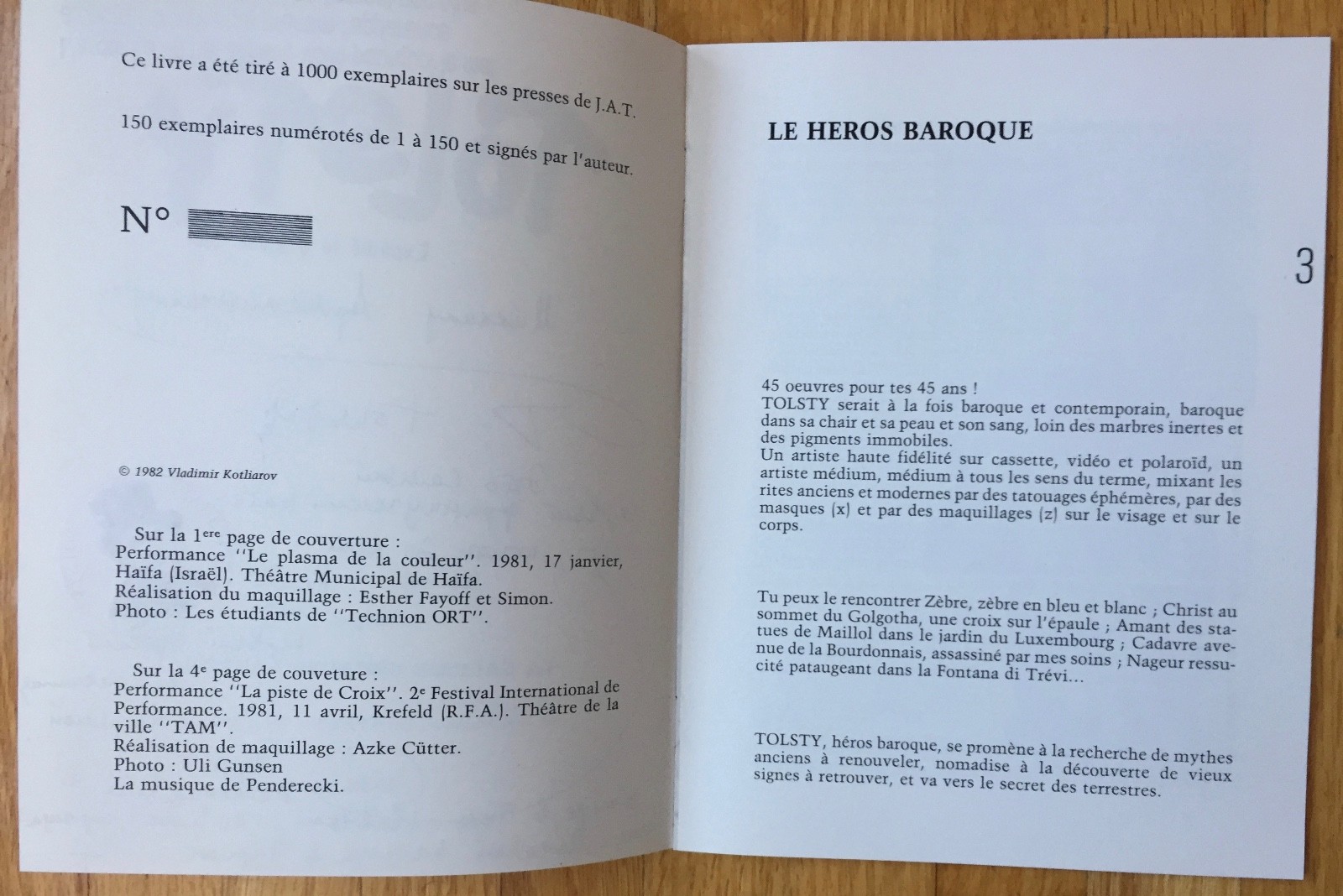 Performance catalog of Tolsty (Kotlyarov) in Paris w inscription to Armalinsky