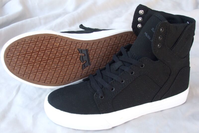 Supra Kids SKYTOP Skateboard Shoes, Youth Sneakers, Black/White