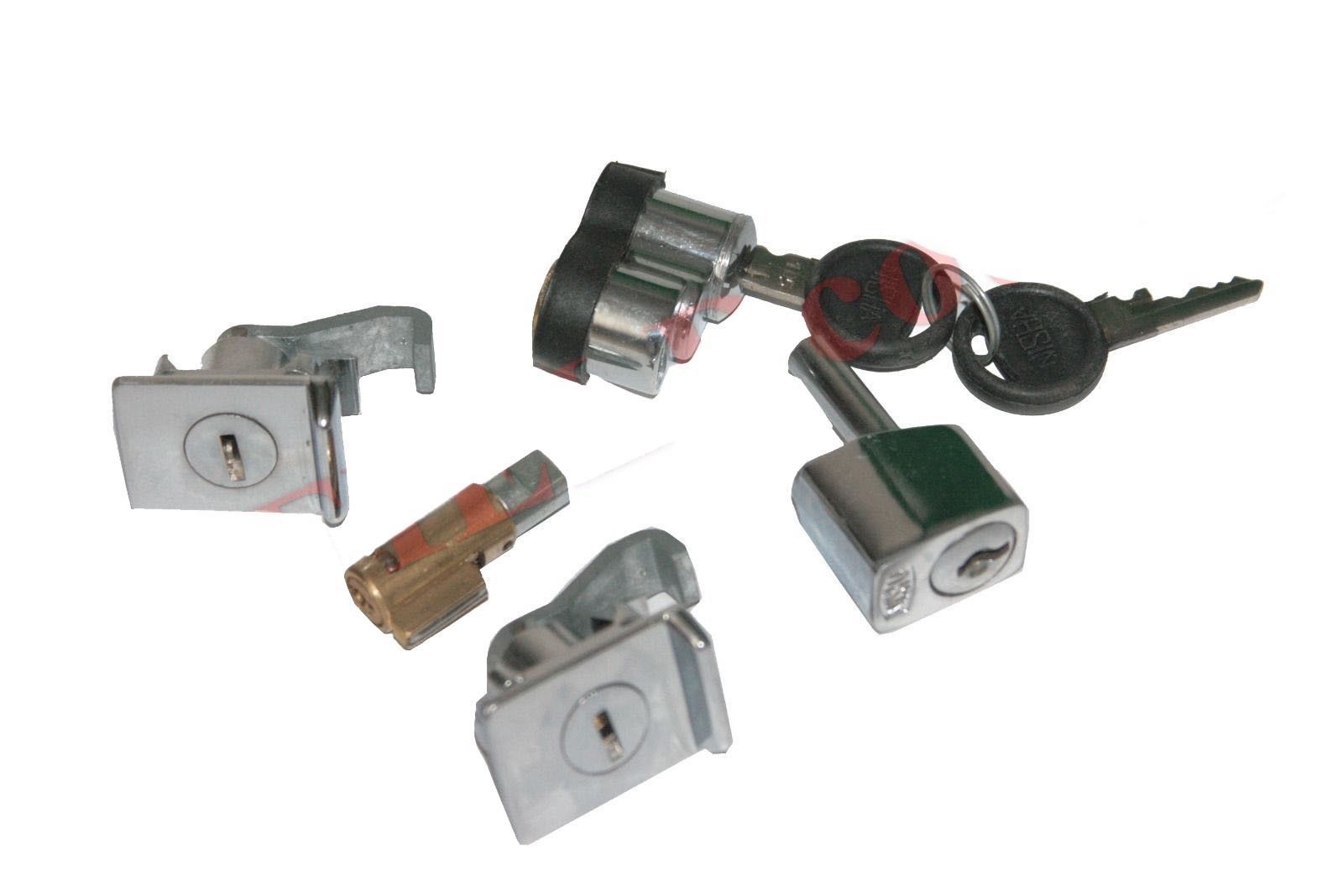 Set of 5 Locks 2 Common Key Early Vespa Fuel Tank With Tool Box & Wheel Lock 